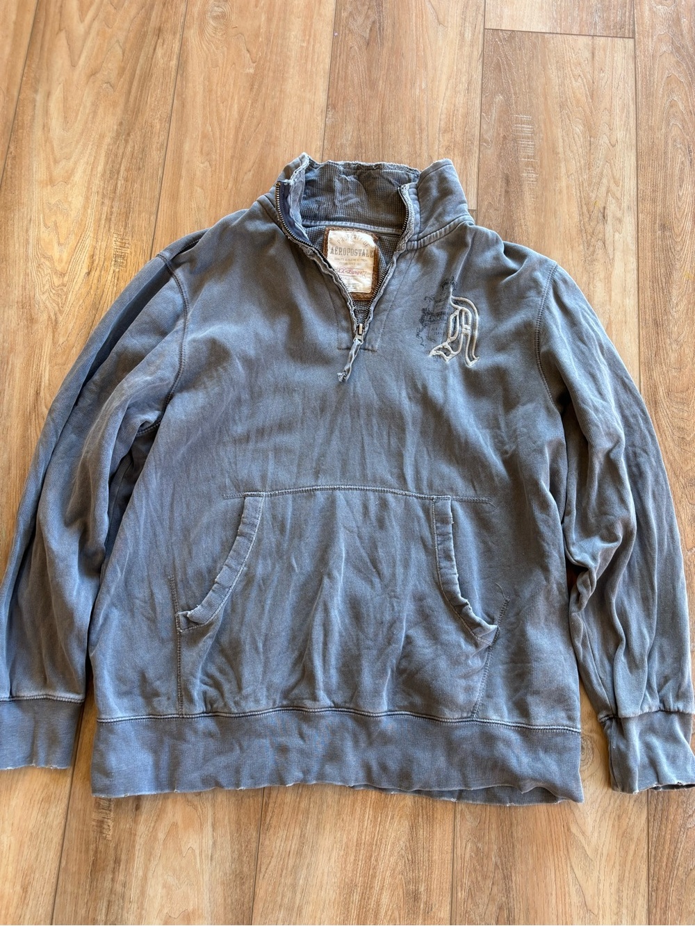 Men's Washed Blue Half-Zip Sweater
